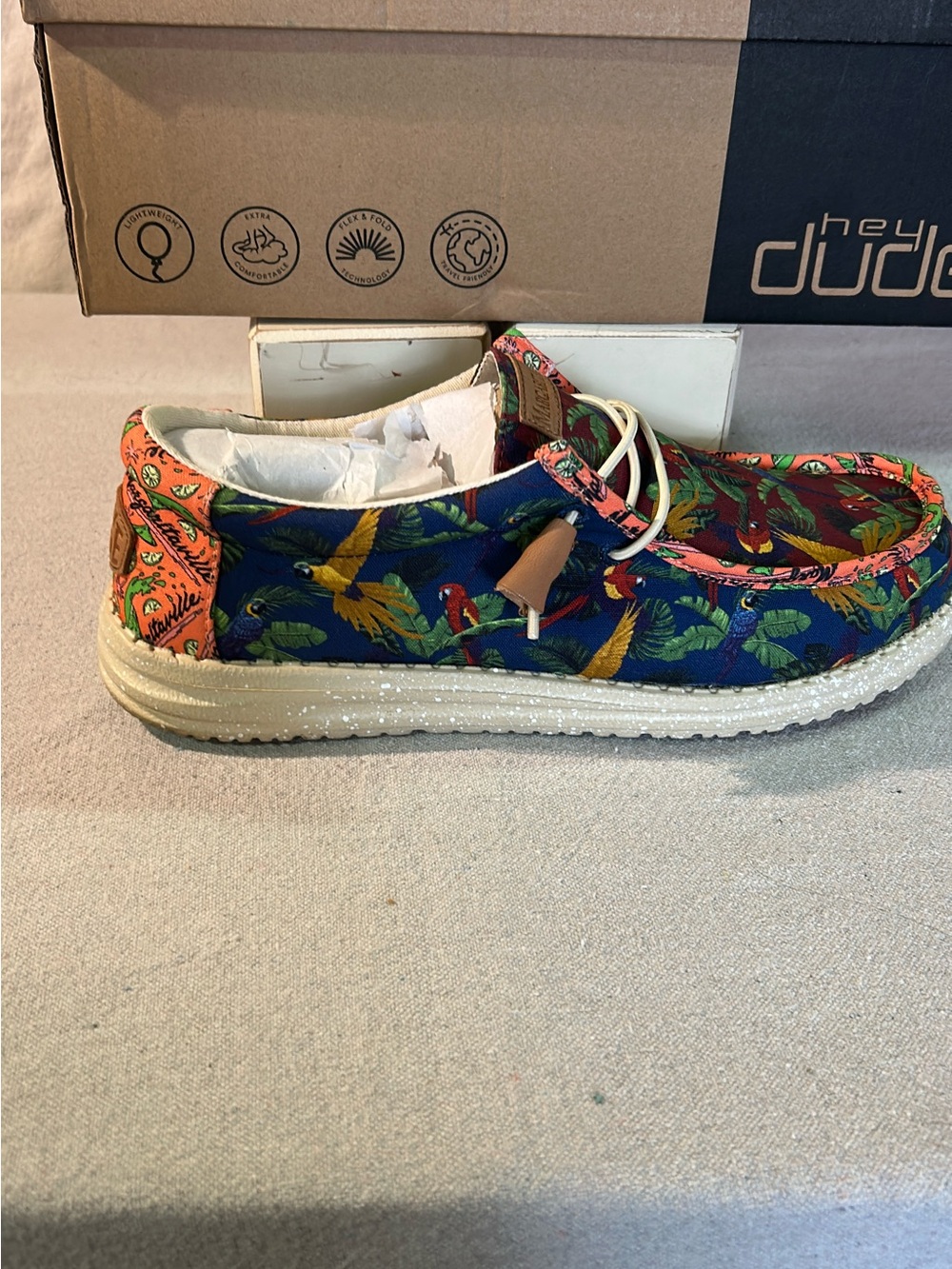 Hey Dude men’s  Wally Margaritaville Parrot-Print Slip-On - Multi